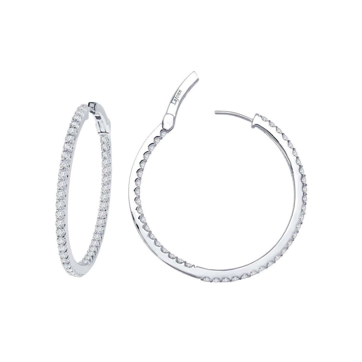 Lafonn Simulated Diamond 2.64ct Inside Out 30mm Hoop Earrings E3017CLP