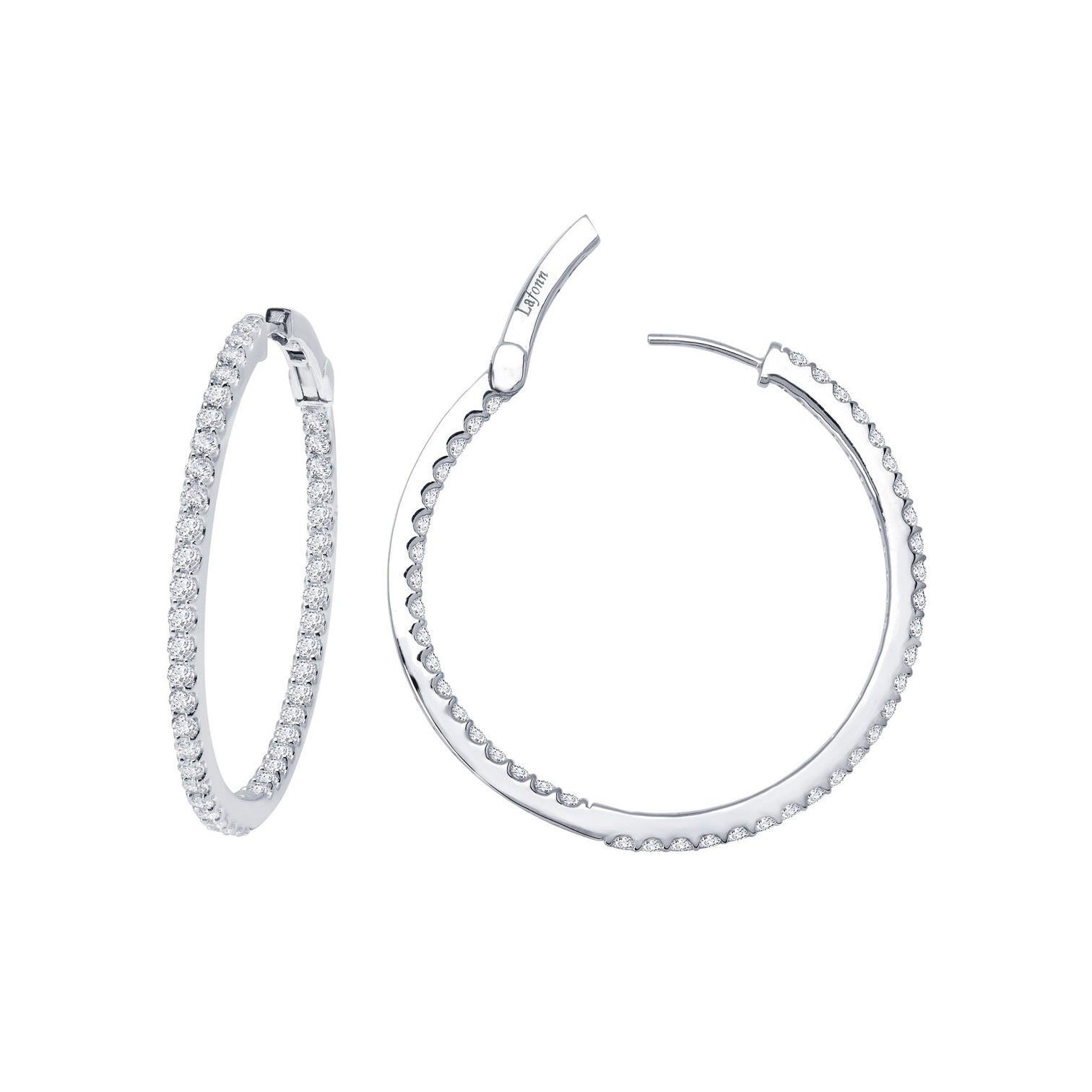 Lafonn Simulated Diamond 2.64ct Inside Out 30mm Hoop Earrings E3017CLP