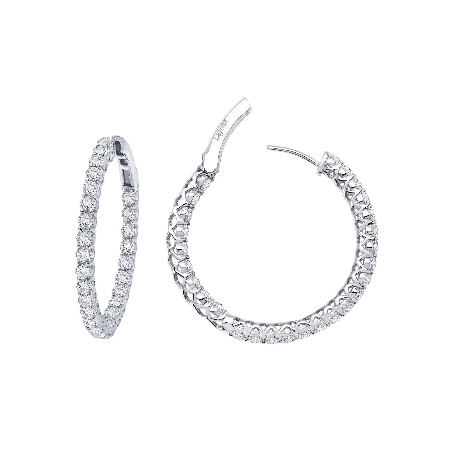 Lafonn Simulated Diamond 2.00ct Inside Out 20mm Hoop Earrings E3018CLP