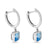 14K White Gold 1.34ct. Octagon Blue Topaz Dangle Huggie Hoop Earrings