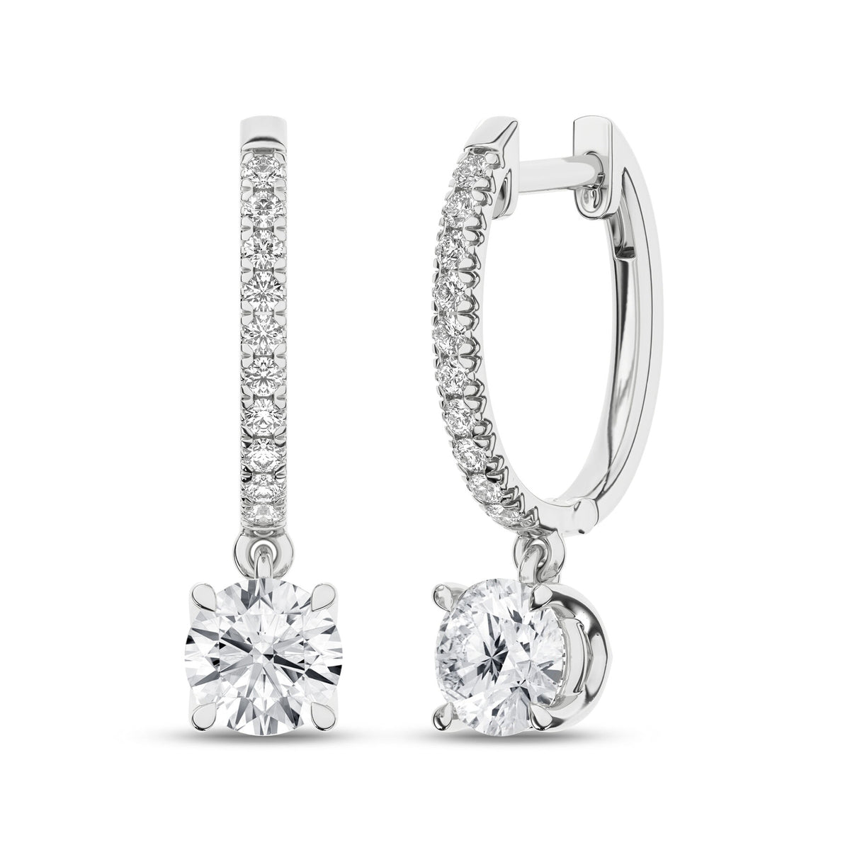 14K White Gold 2.33cttw. Lab Grown Diamond Drop Hoop Earrings