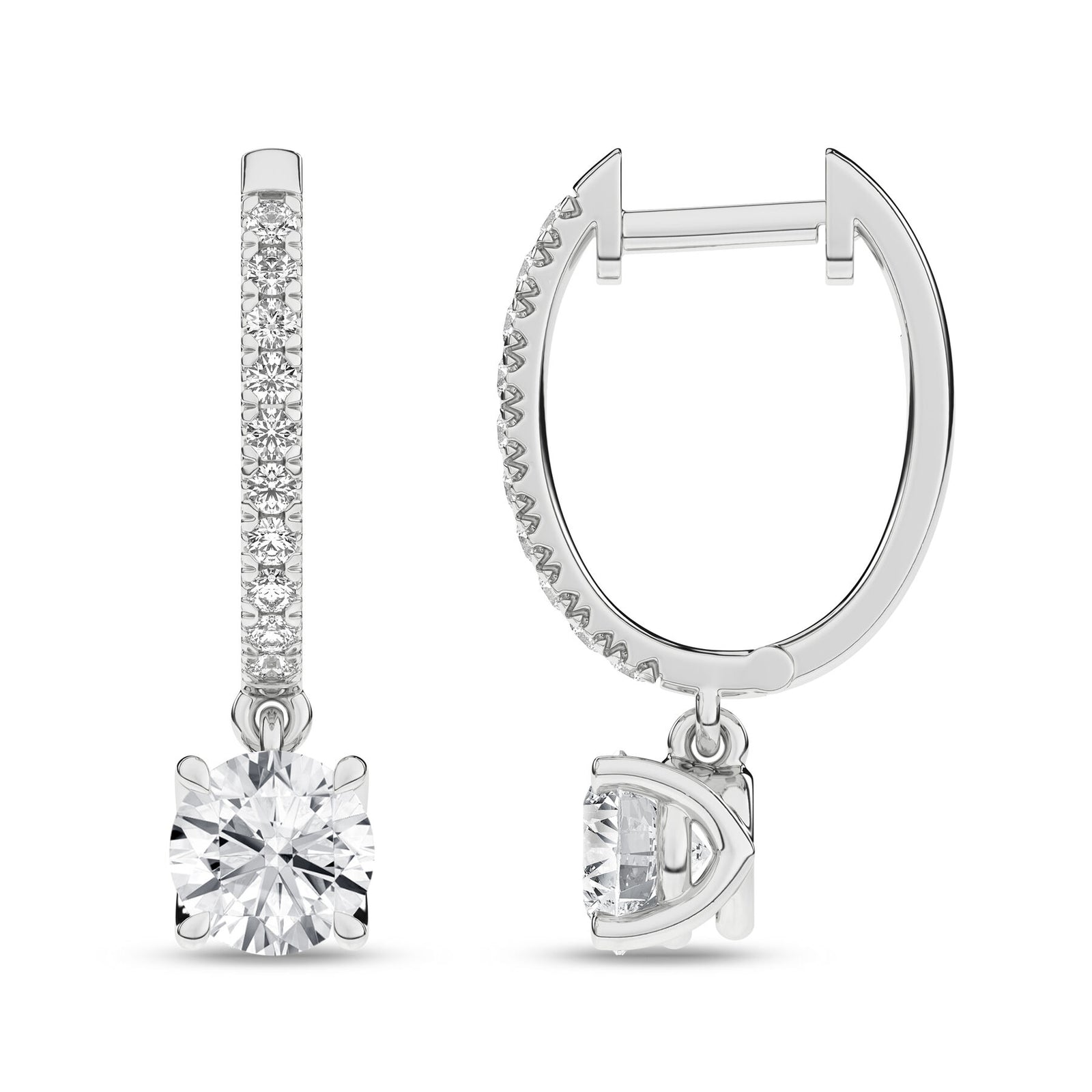 14K White Gold 2.33cttw. Lab Grown Diamond Drop Hoop Earrings