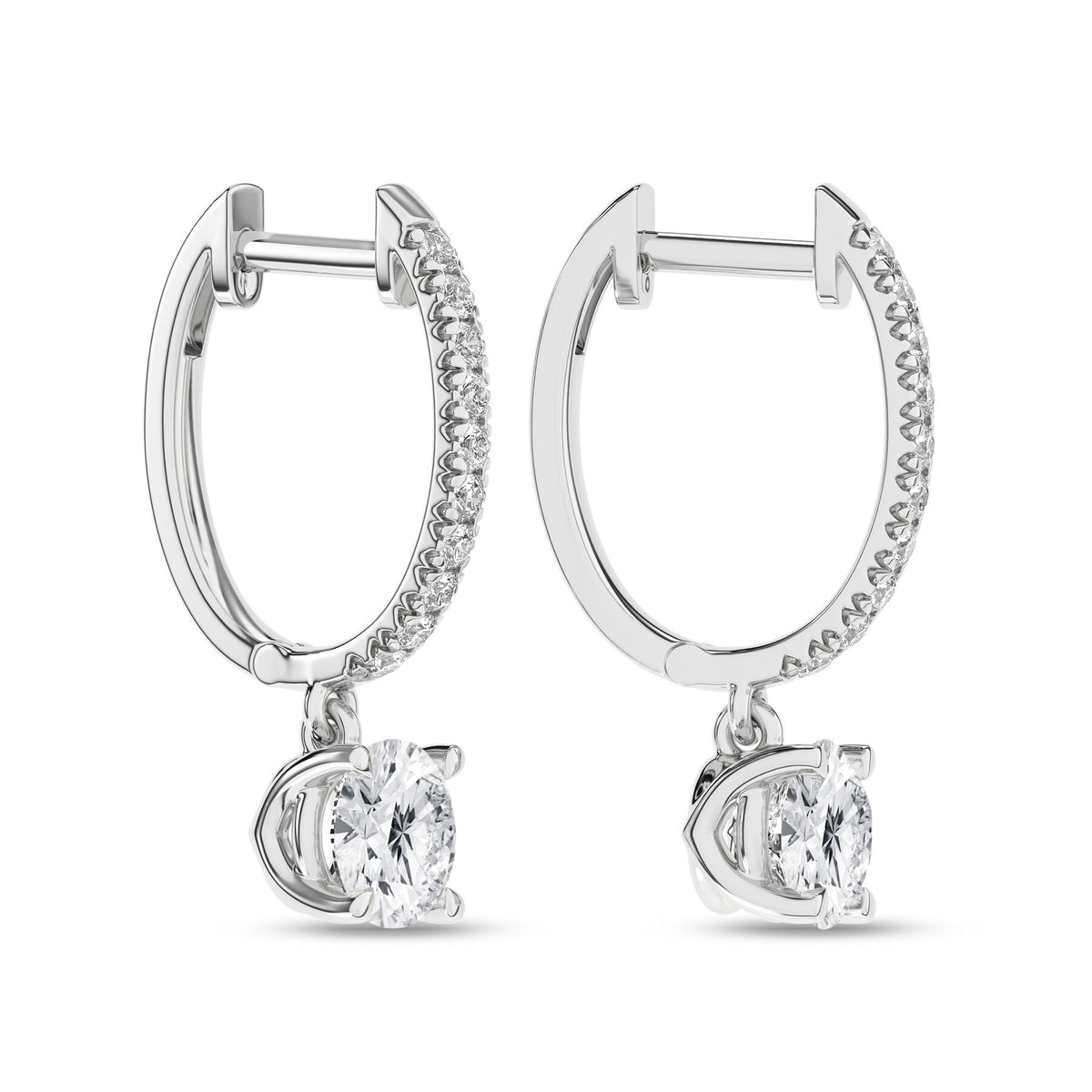 14K White Gold 2.33cttw. Lab Grown Diamond Drop Hoop Earrings