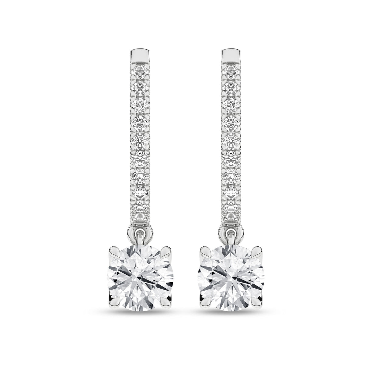 14K White Gold 2.33cttw. Lab Grown Diamond Drop Hoop Earrings