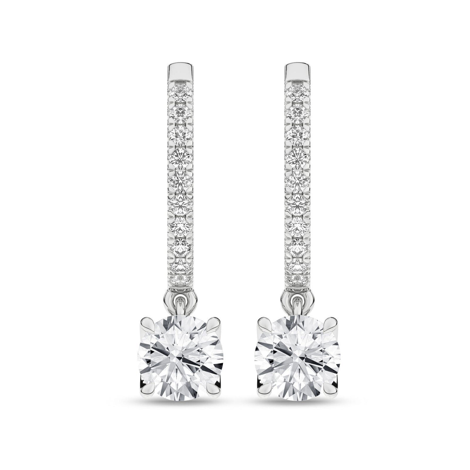 14K White Gold 2.33cttw. Lab Grown Diamond Drop Hoop Earrings