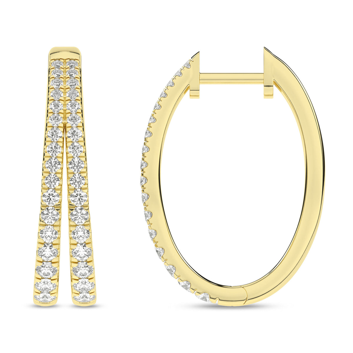 14K Yellow Gold 1.0cttw. Lab Grown Diamond Split Hoop Earrings