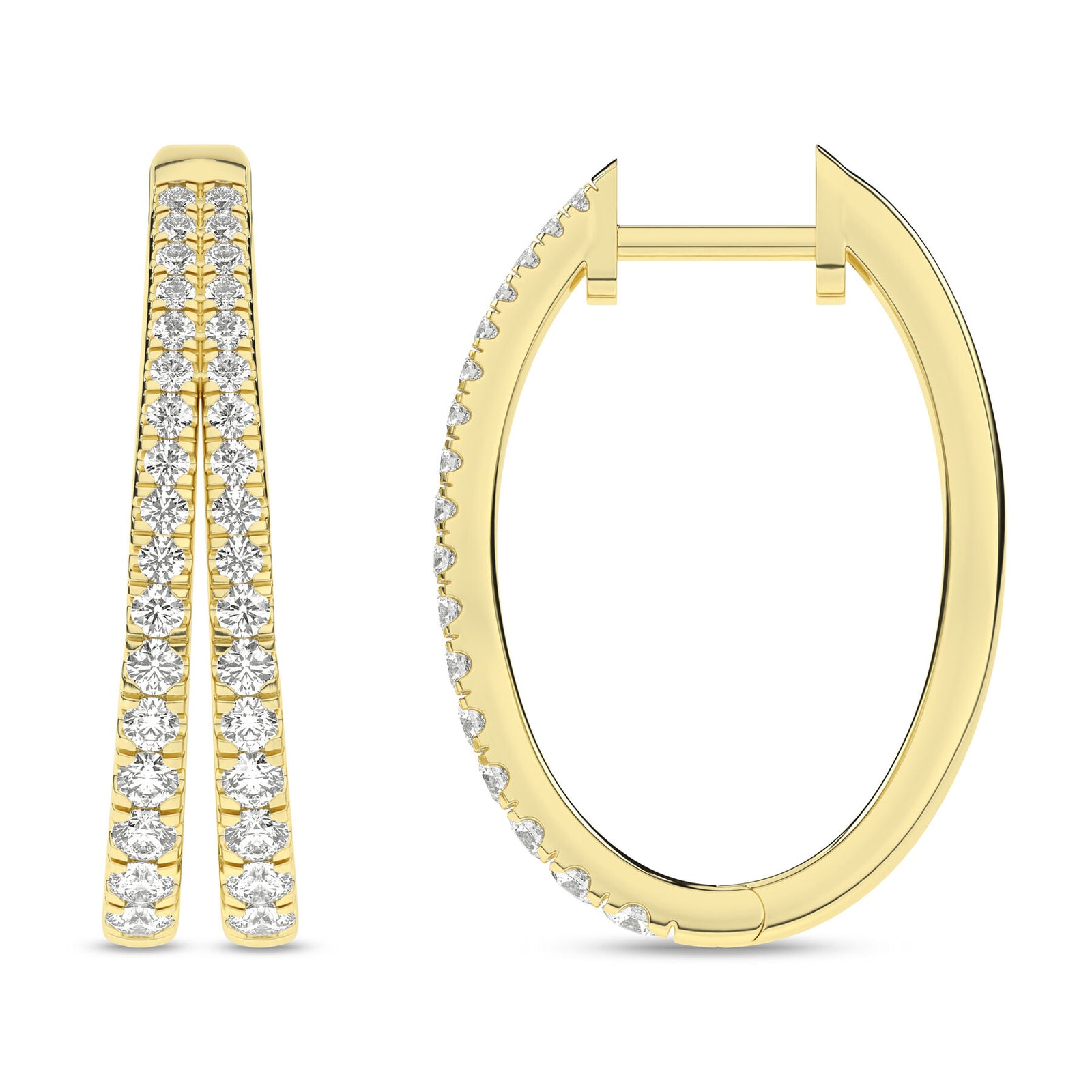 14K Yellow Gold 1.0cttw. Lab Grown Diamond Split Hoop Earrings