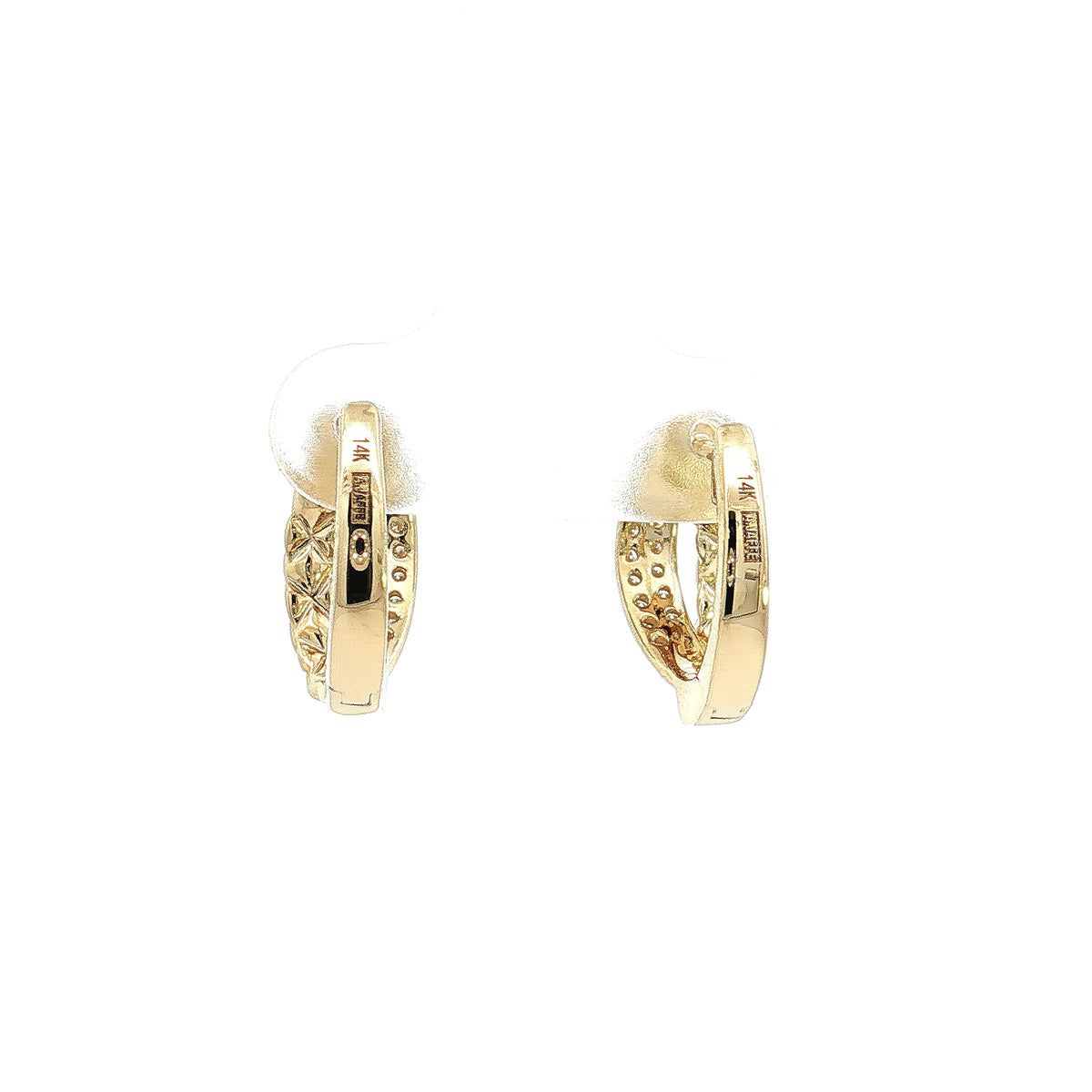 A. Jaffe 14K Yellow Gold 0.29cttw. Diamond &amp; Quilted Huggie Hoop Earrings