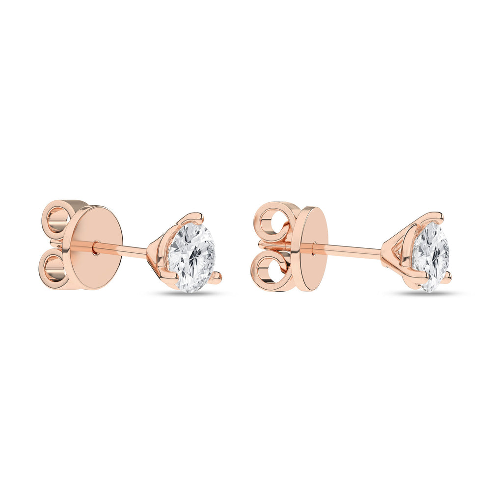 3/4 Carat Round Lab Grown Diamond 14K Gold 3 Prong Martini Solitaire Stud Earrings