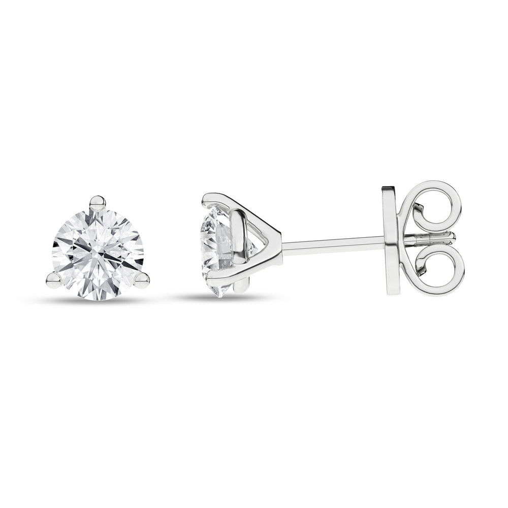 3/4 Carat Round Lab Grown Diamond 14K Gold 3 Prong Martini Solitaire Stud Earrings