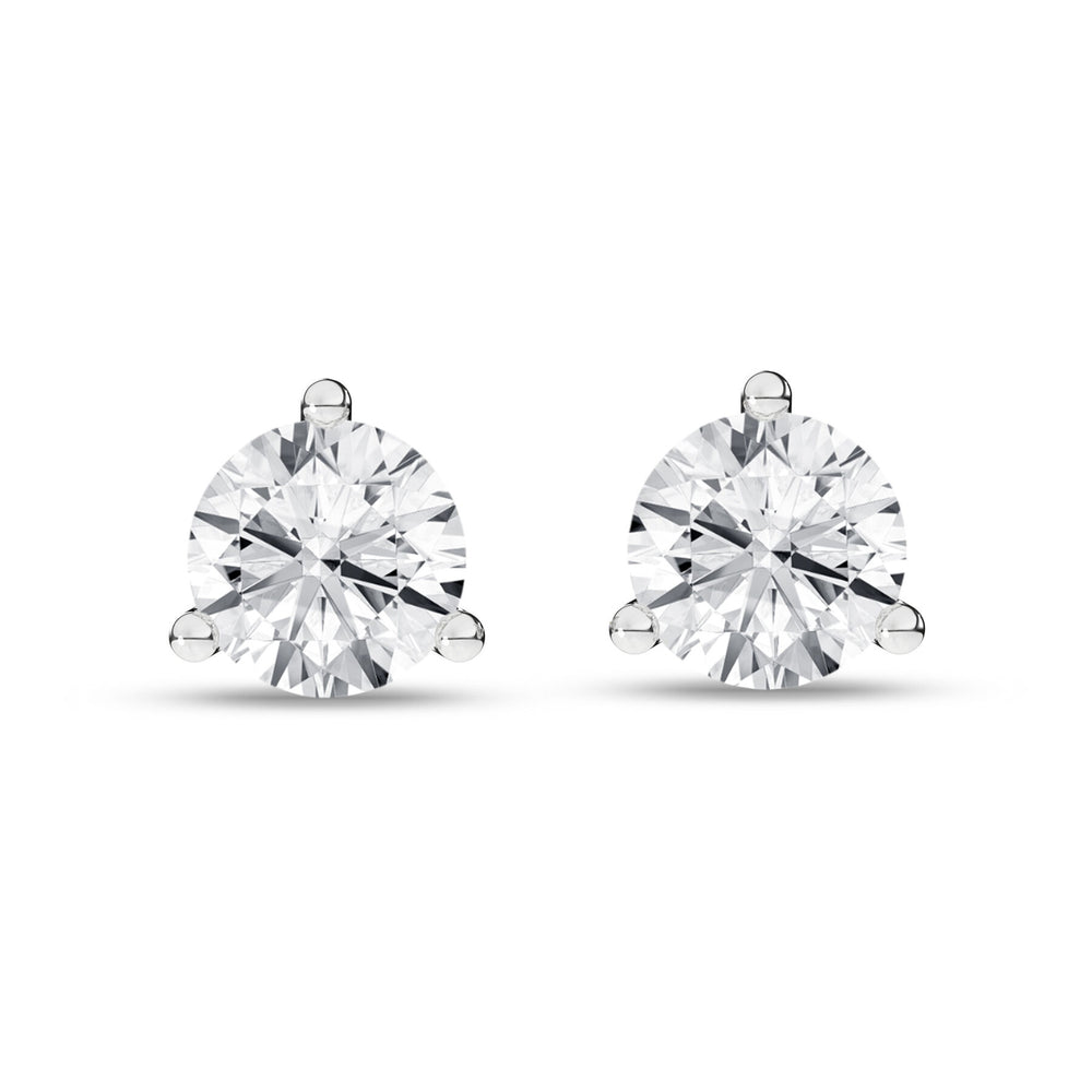 3/4 Carat Round Lab Grown Diamond 14K Gold 3 Prong Martini Solitaire Stud Earrings