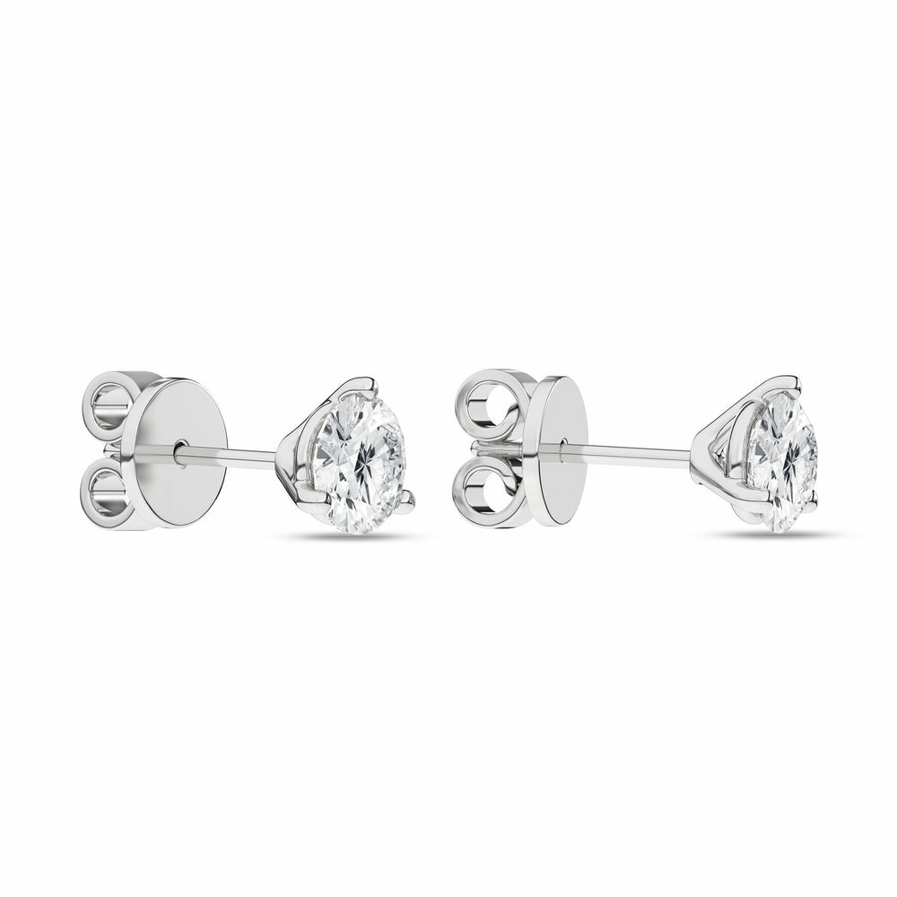 1 ¼ Carat Round Lab Grown Diamond 14K Gold 3 Prong Martini Solitaire Stud Earrings