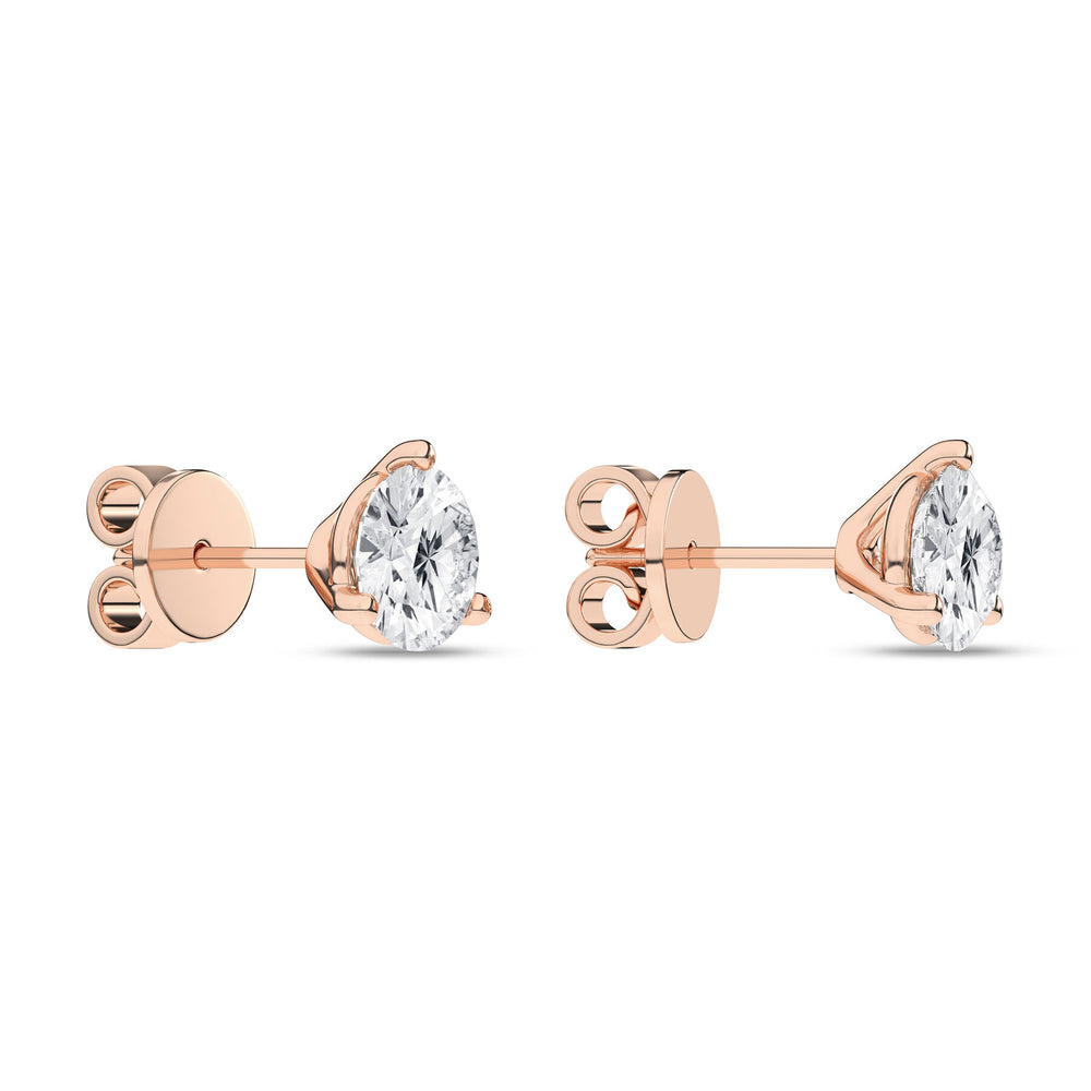2 Carat Round Lab Grown Diamond 14K Gold 3 Prong Martini Solitaire Stud Earrings