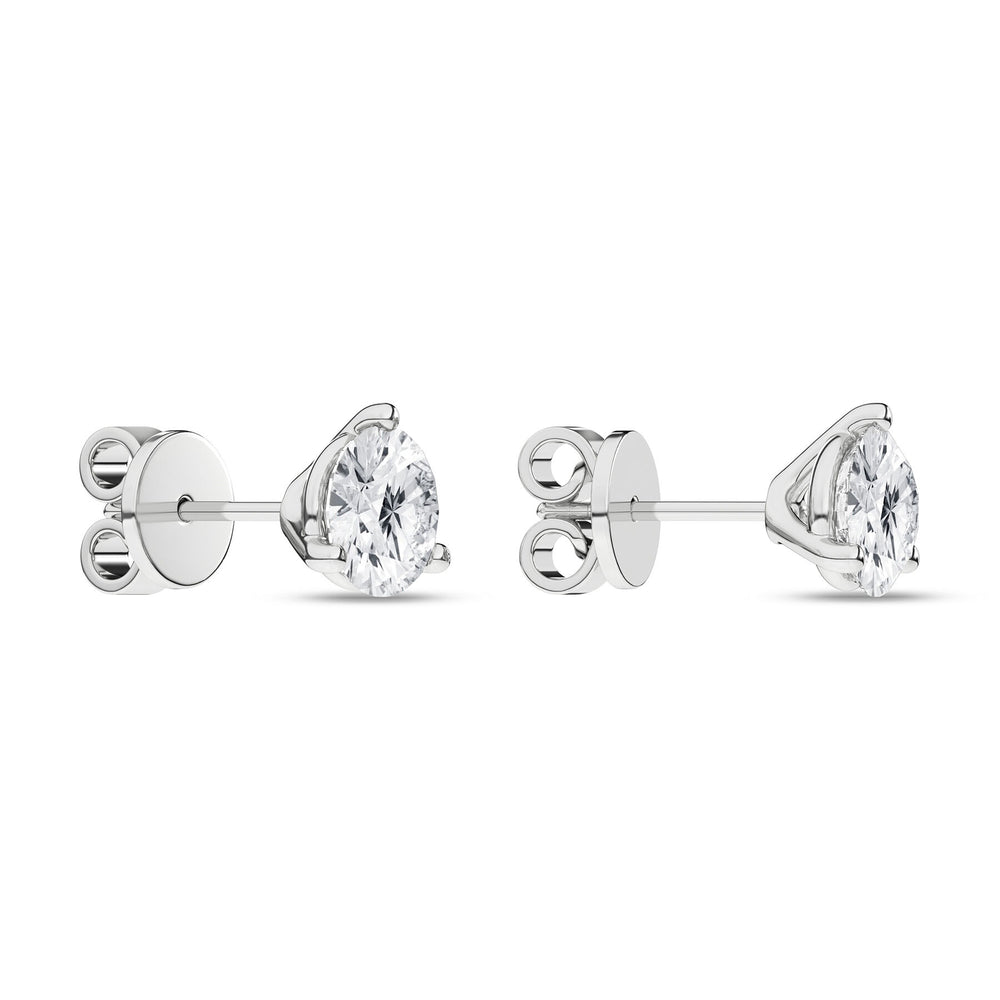2 Carat Round Lab Grown Diamond 14K Gold 3 Prong Martini Solitaire Stud Earrings