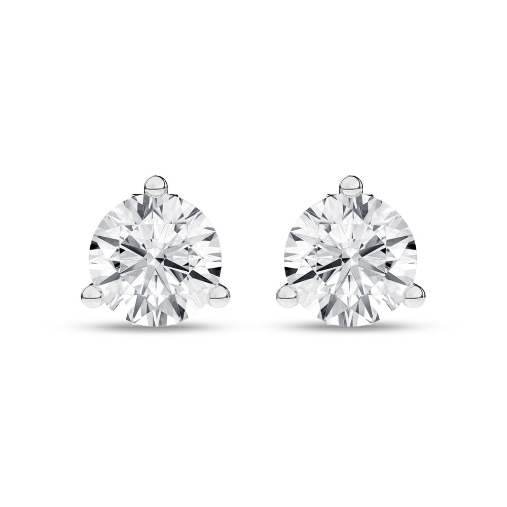 2 Carat Round Lab Grown Diamond 14K Gold 3 Prong Martini Solitaire Stud Earrings