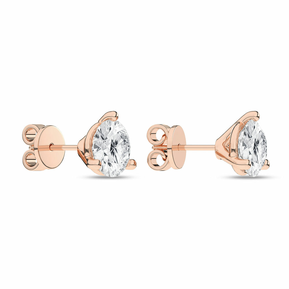 4 Carat Round Lab Grown Diamond 14K Gold 3 Prong Martini Solitaire Stud Earrings
