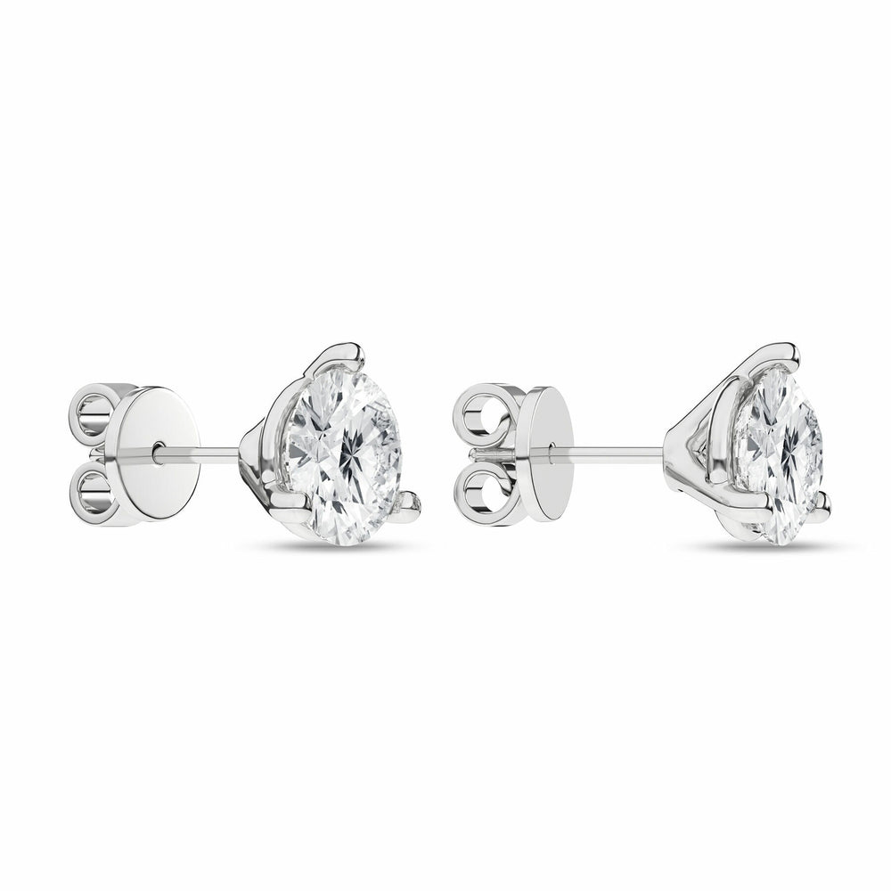 4 Carat Round Lab Grown Diamond 14K Gold 3 Prong Martini Solitaire Stud Earrings
