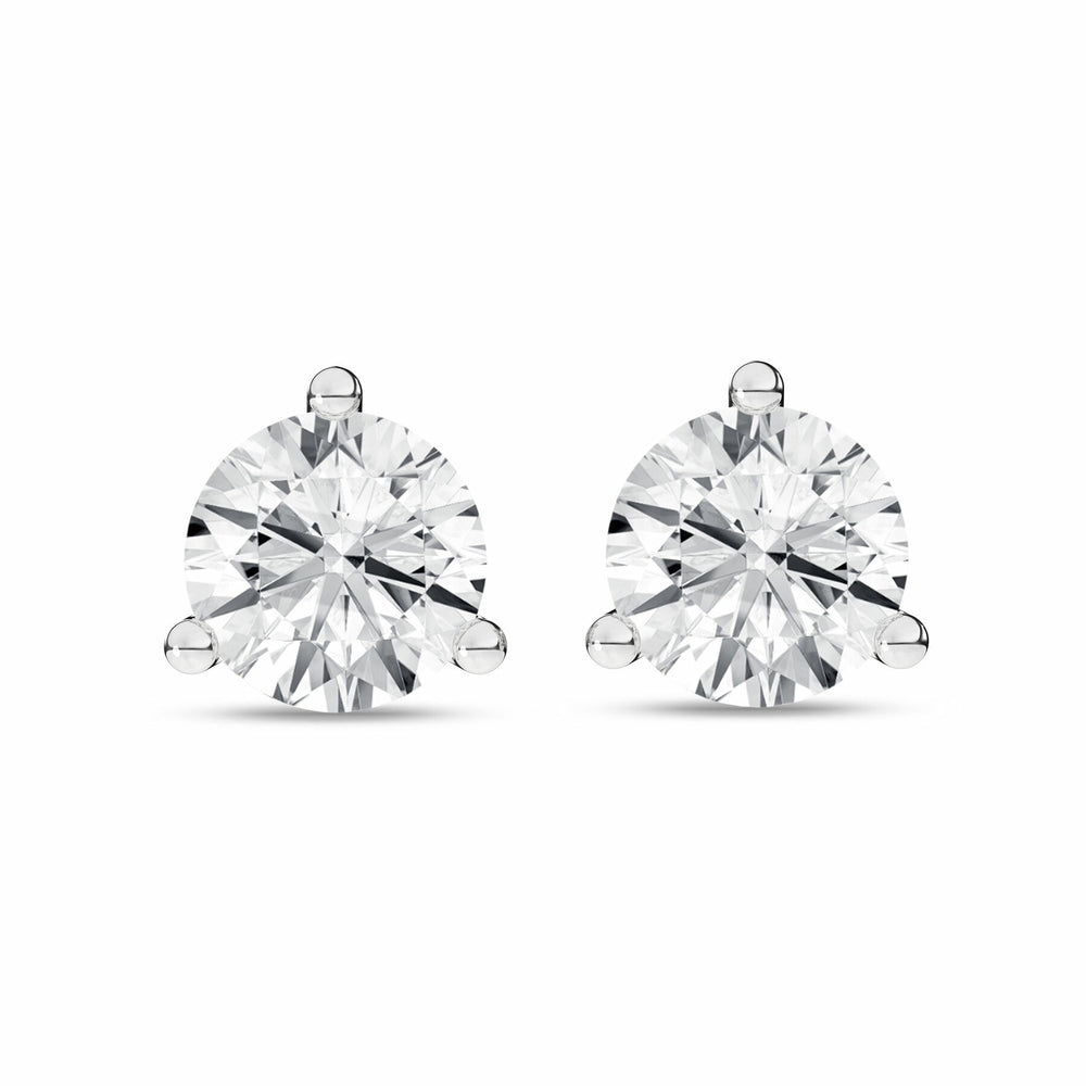 4 Carat Round Lab Grown Diamond 14K Gold 3 Prong Martini Solitaire Stud Earrings