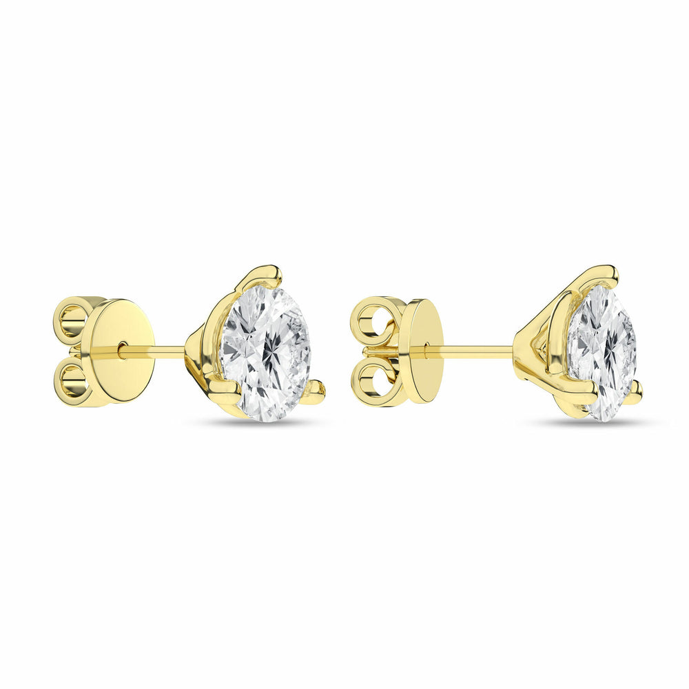 4 Carat Round Lab Grown Diamond 14K Gold 3 Prong Martini Solitaire Stud Earrings