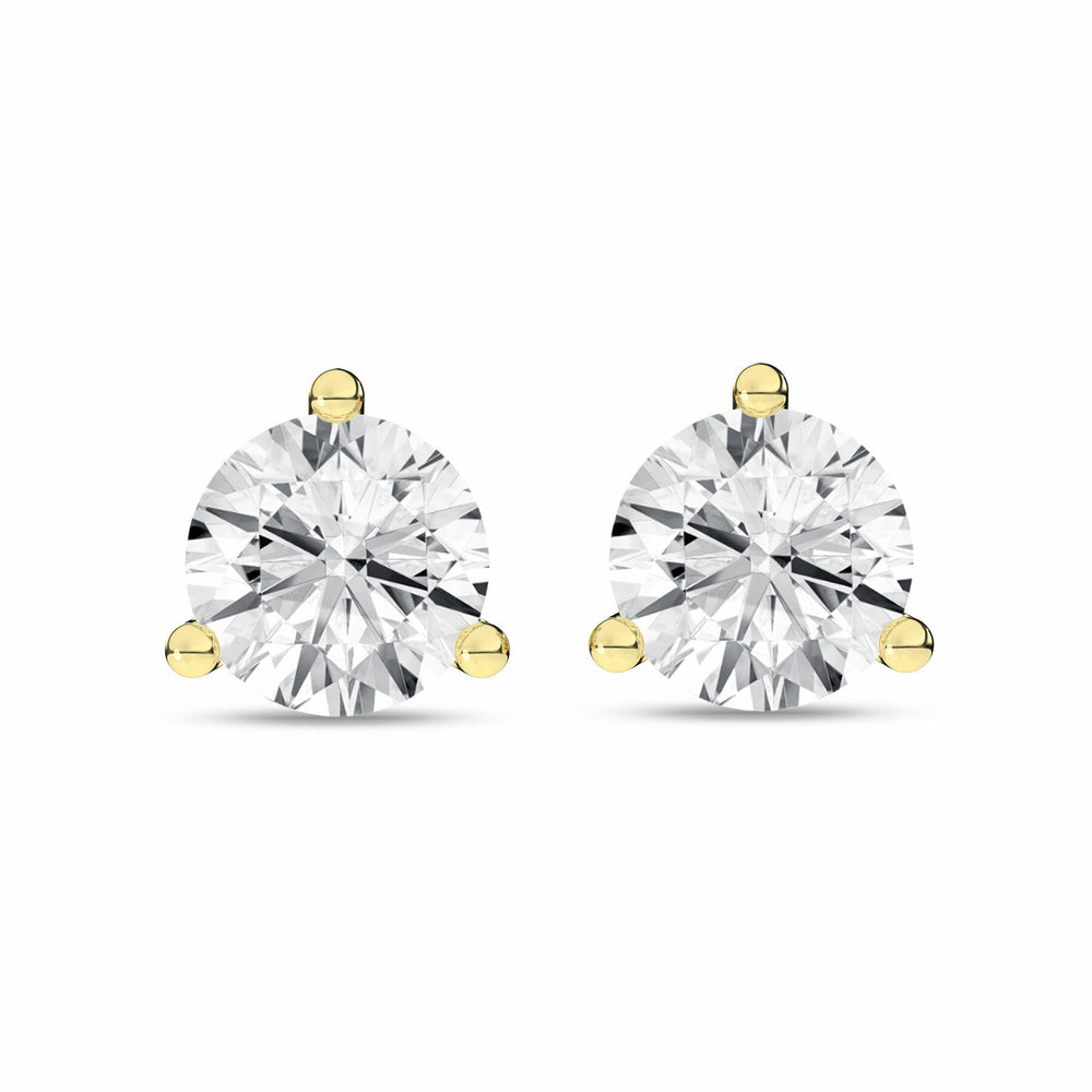 4 Carat Round Lab Grown Diamond 14K Gold 3 Prong Martini Solitaire Stud Earrings