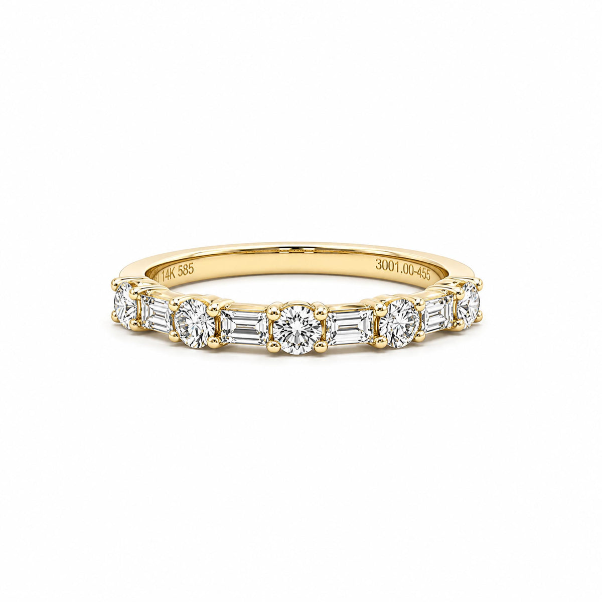 14K Yellow Gold 0.78cttw. Round &amp; Baguette Diamond Fashion Ring