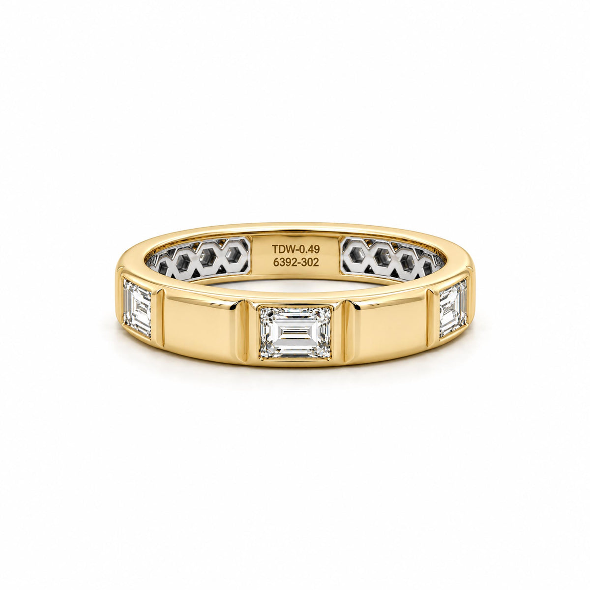 14K Yellow Gold &amp; Platinum 0.49cttw. Emerald Diamond Fashion Ring