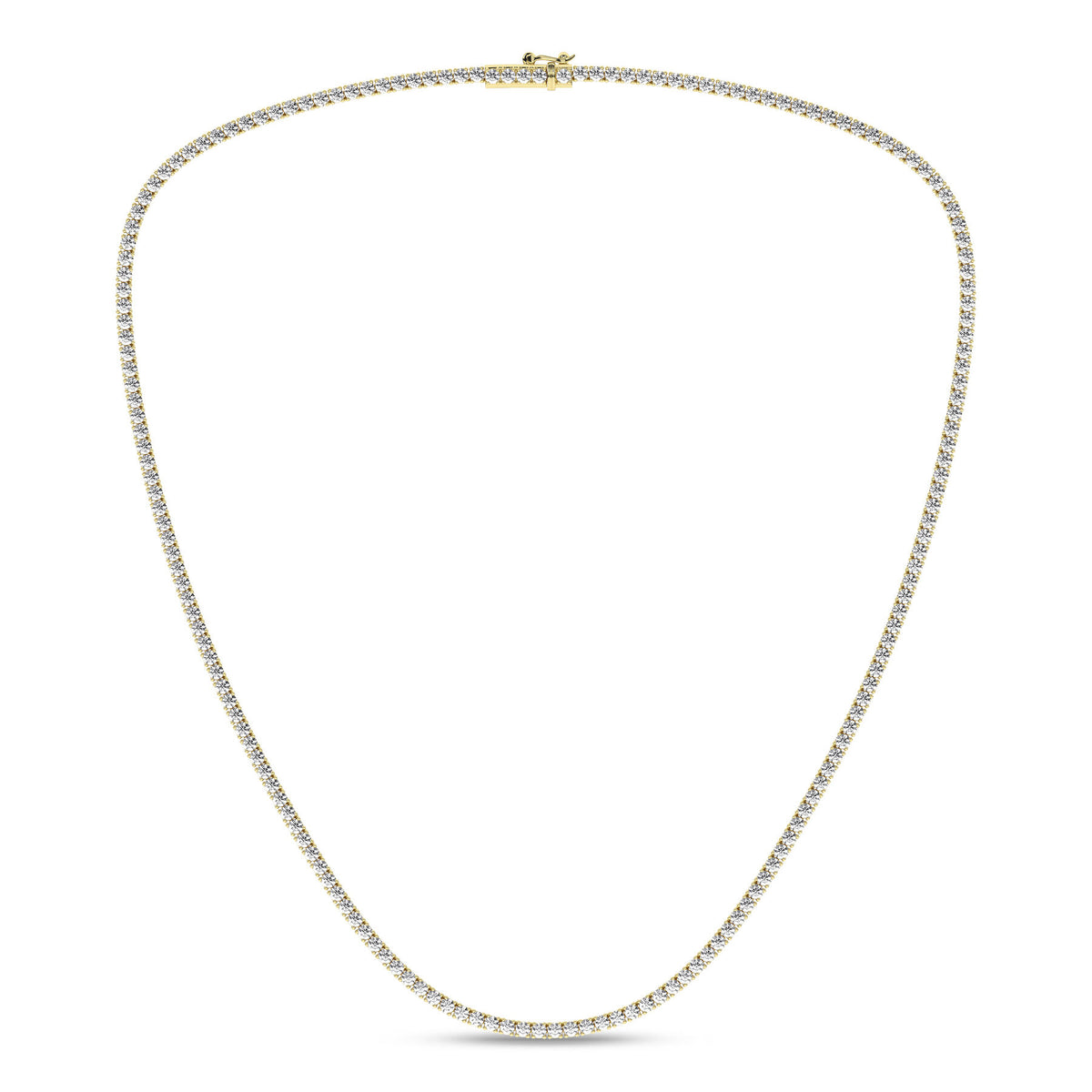 5 Carat Round Lab Grown Diamond 14K Gold Straight Link Tennis Necklace