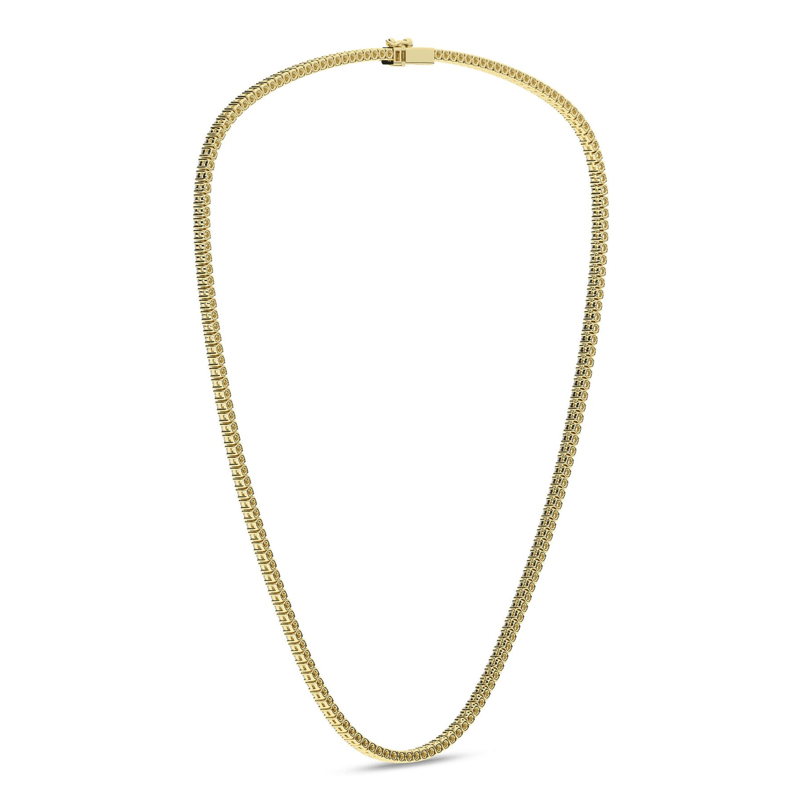 5 Carat Round Lab Grown Diamond 14K Gold Straight Link Tennis Necklace