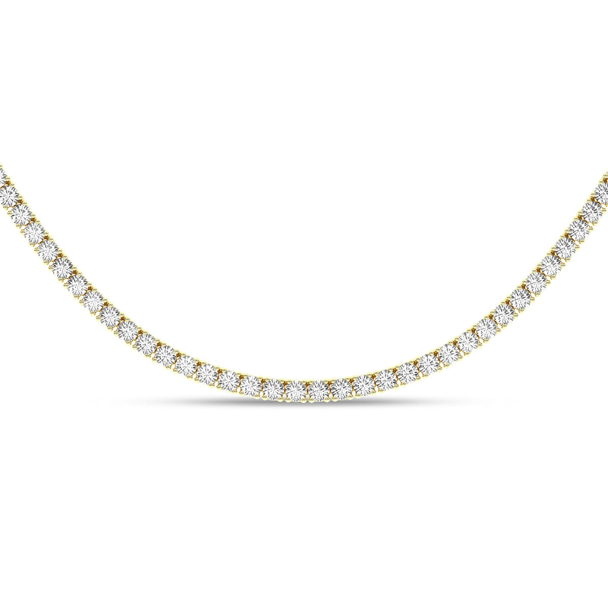 5 Carat Round Lab Grown Diamond 14K Gold Straight Link Tennis Necklace