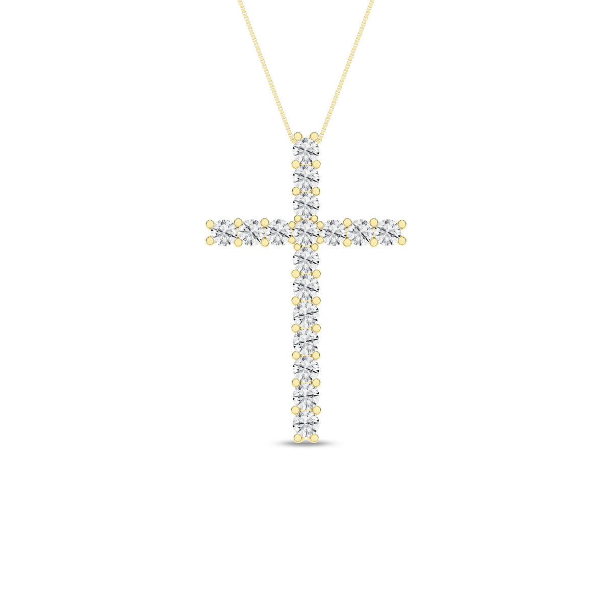 1/2 Carat Round Lab Grown Diamond 14K Gold Cross Necklace