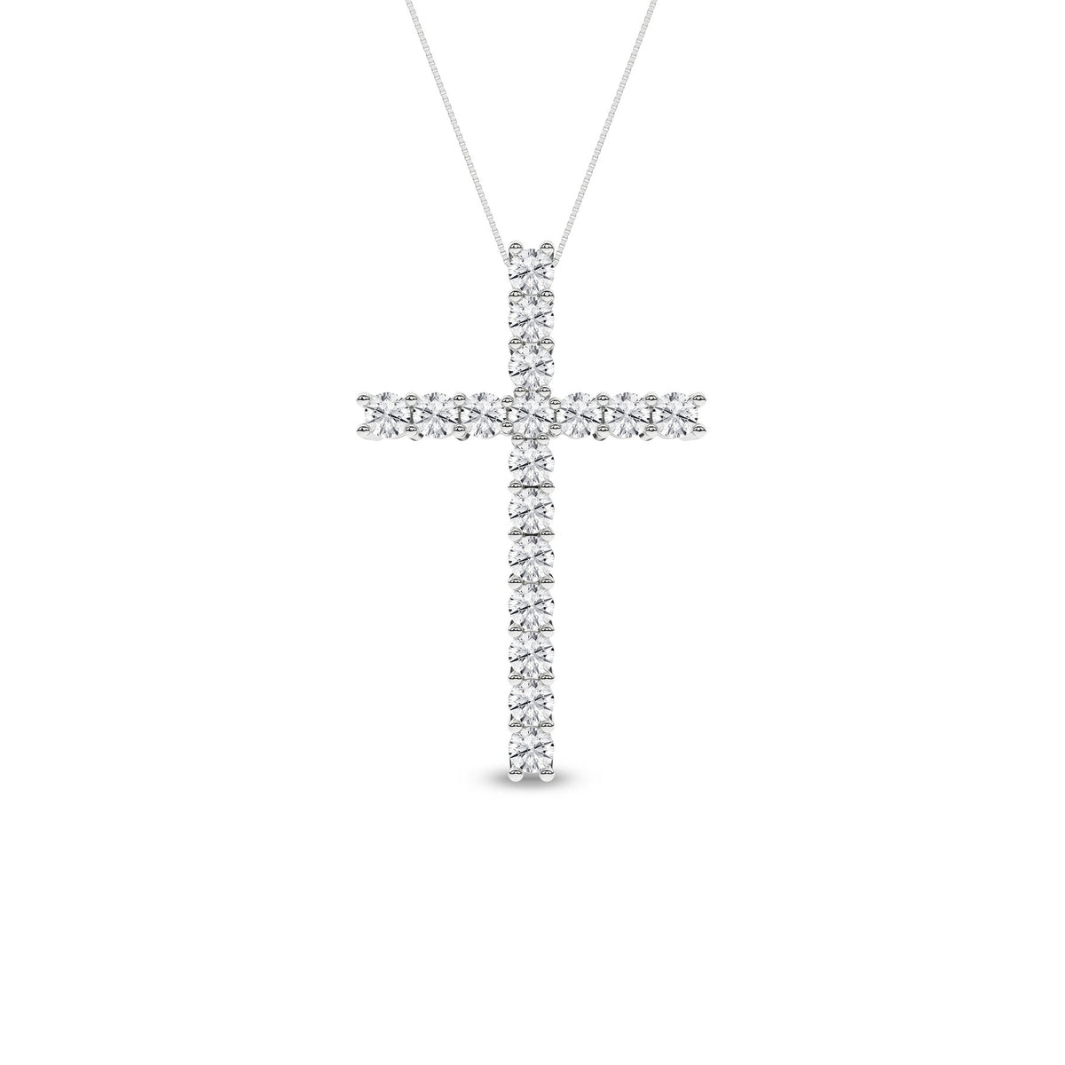 1 Carat Round Lab Grown Diamond 14K Gold Cross Necklace