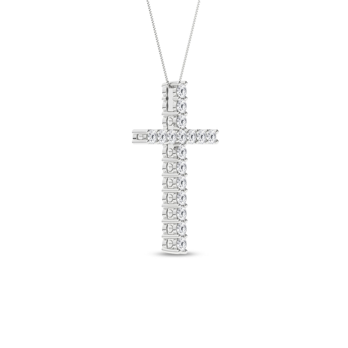 1 Carat Round Lab Grown Diamond 14K Gold Cross Necklace