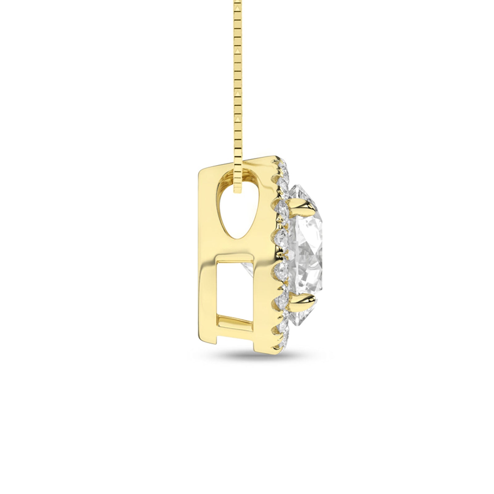 1.15 Carat Round Lab Grown Diamond 14K Gold Halo Necklace