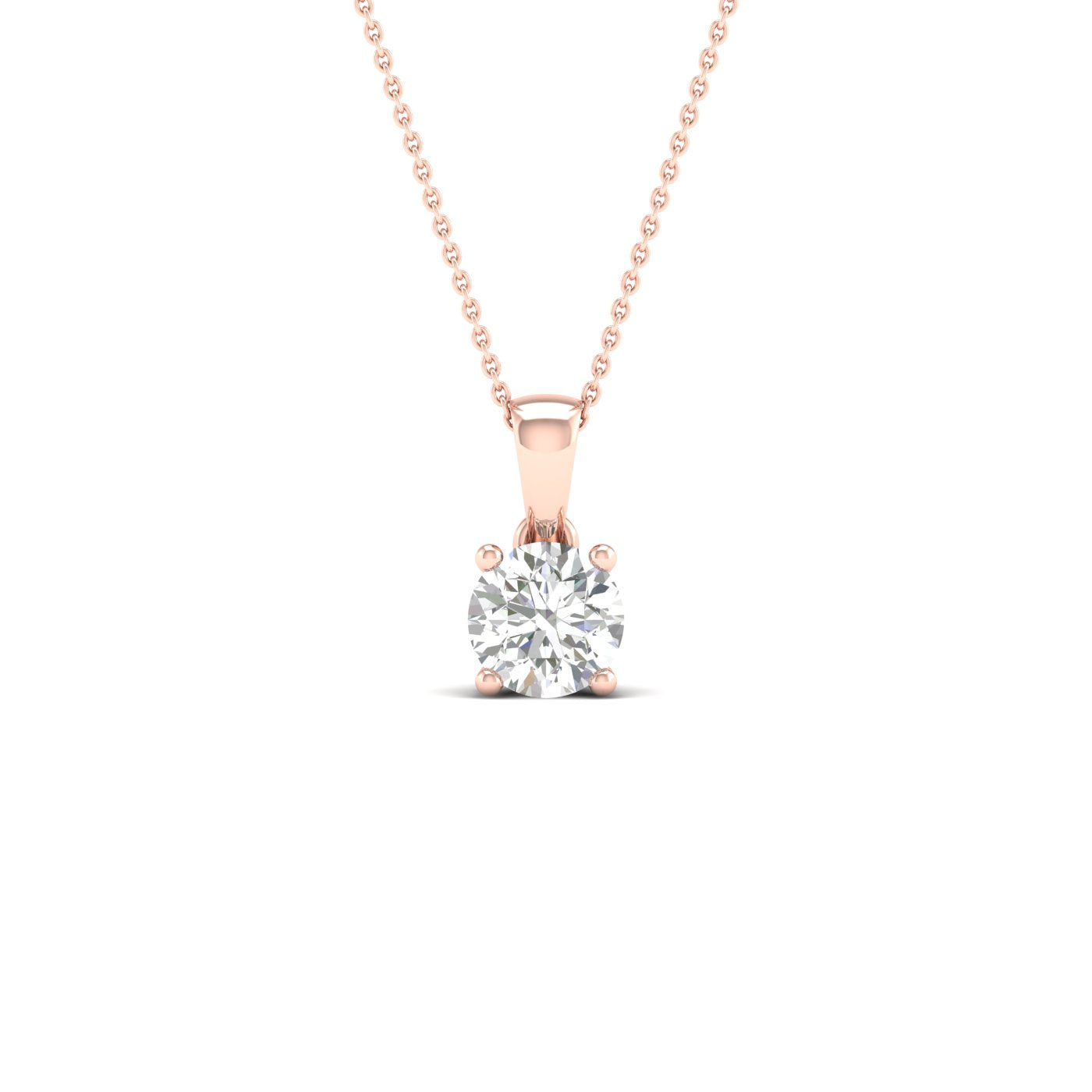 1/2 Carat Round Lab Grown Diamond 14K Gold Solitaire Necklace