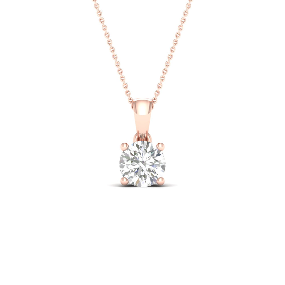 3/4 Carat Round Lab Grown Diamond 14K Gold Solitaire Necklace