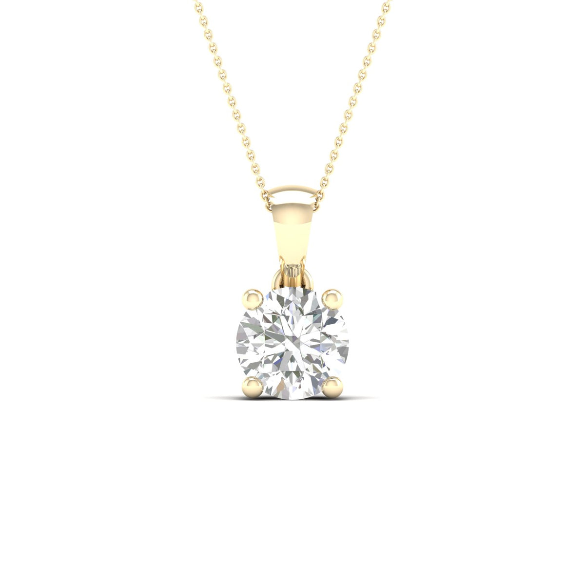 1 ½ Carat Round Lab Grown Diamond 14K Gold Solitaire Necklace