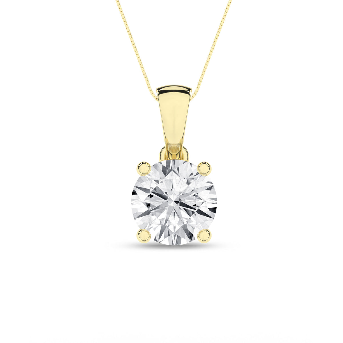 2 Carat Round Lab Grown Diamond 14K Gold Solitaire Necklace