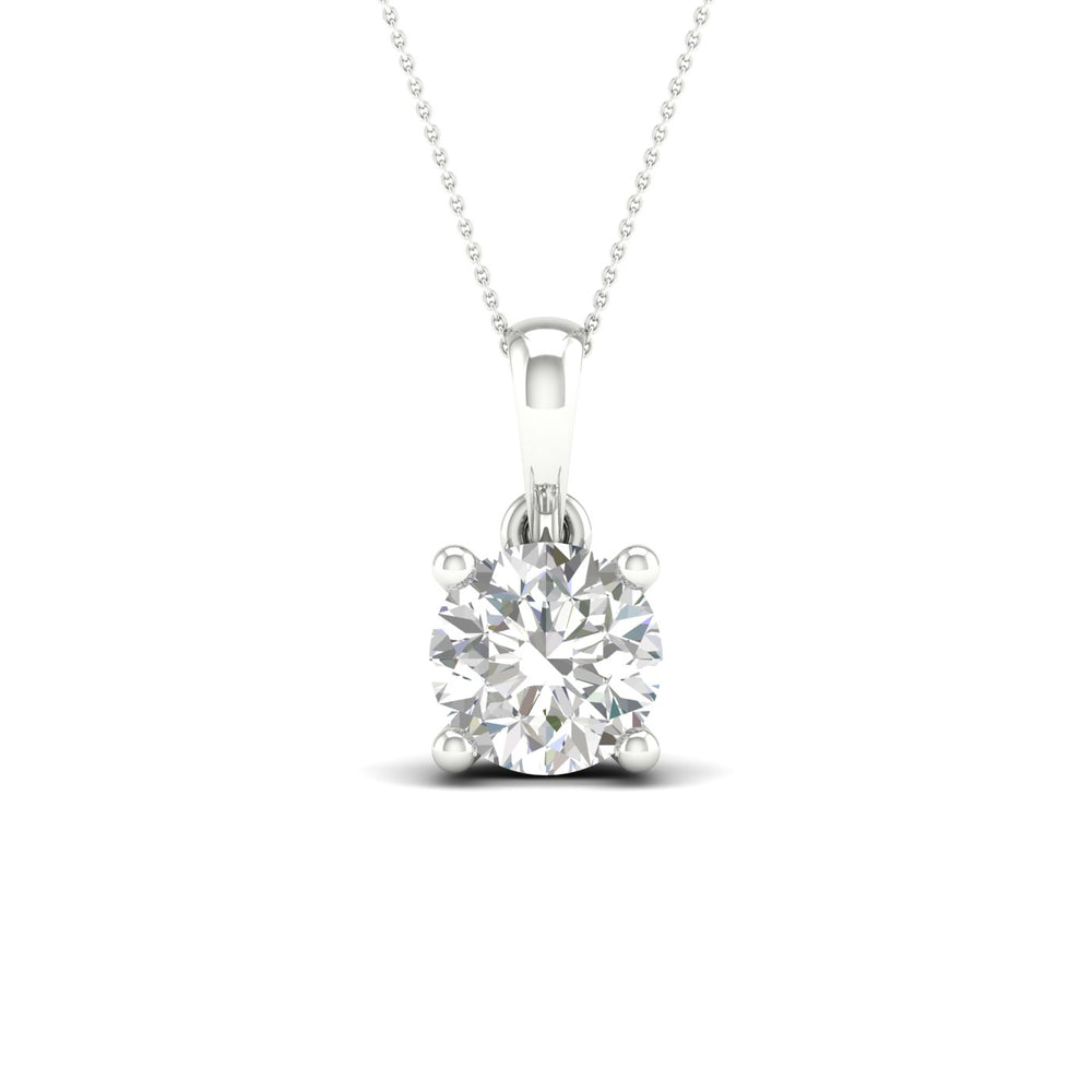 1 Carat Round Lab Grown Diamond 14K Gold Solitaire Necklace