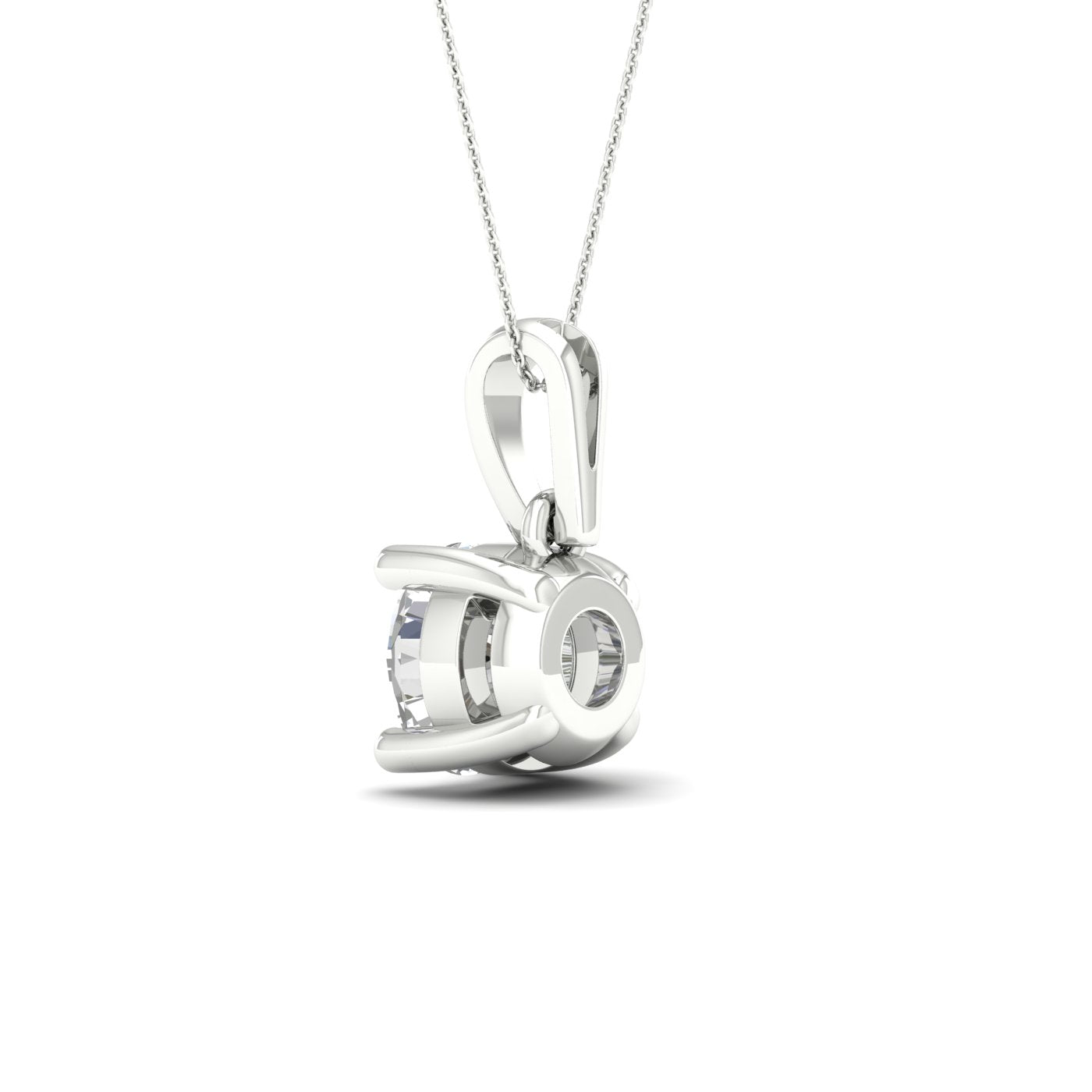 1 Carat Round Lab Grown Diamond 14K Gold Solitaire Necklace