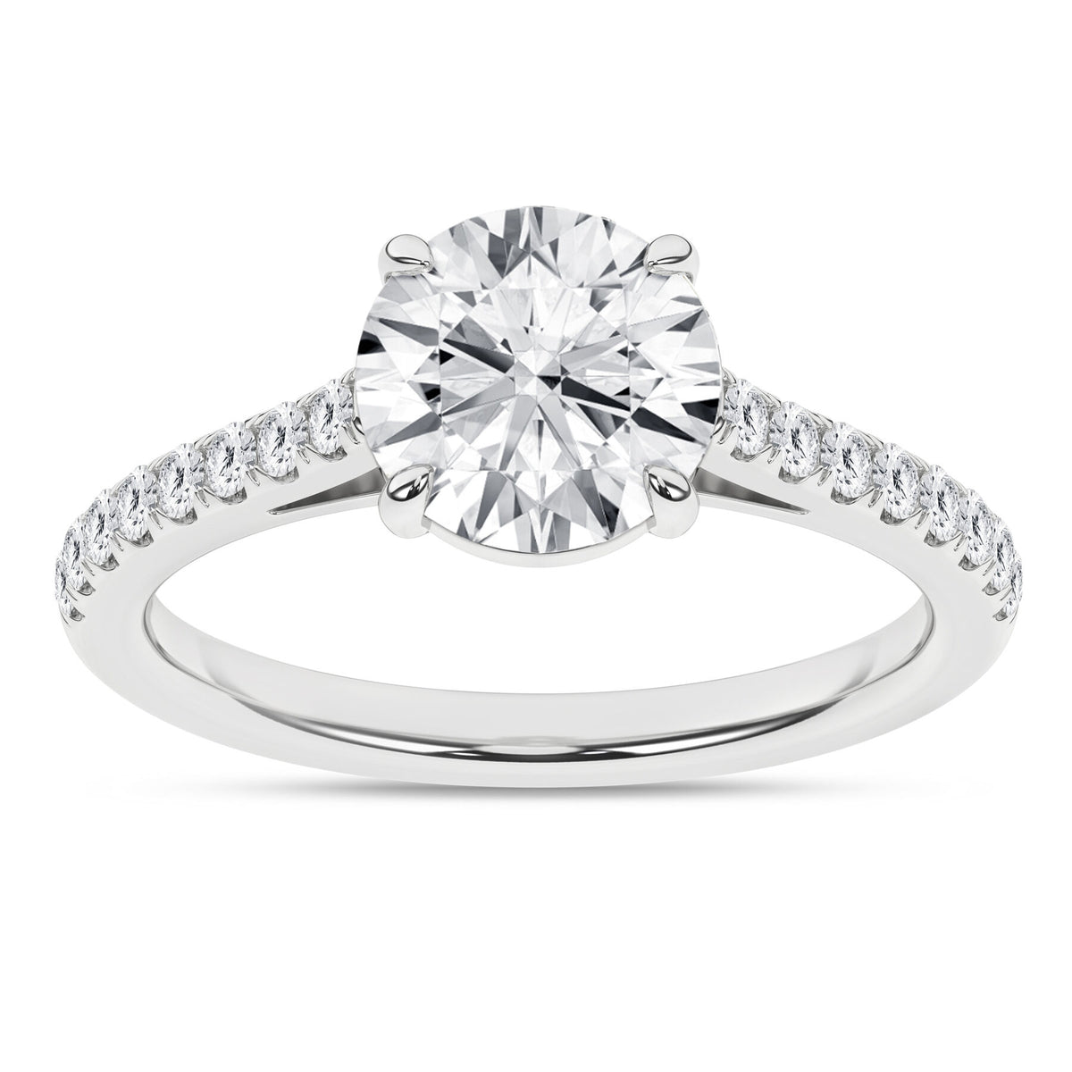 14K White Gold 2.25 Carat Round Brilliant Cut Lab Grown Diamond Engagement Ring