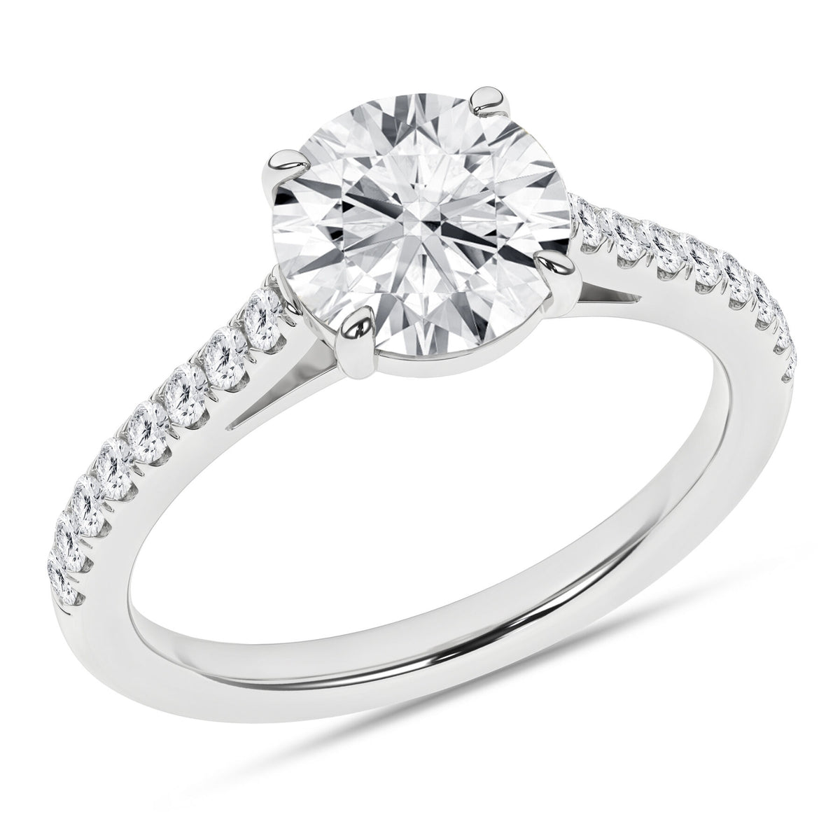 14K White Gold 2.25 Carat Round Brilliant Cut Lab Grown Diamond Engagement Ring