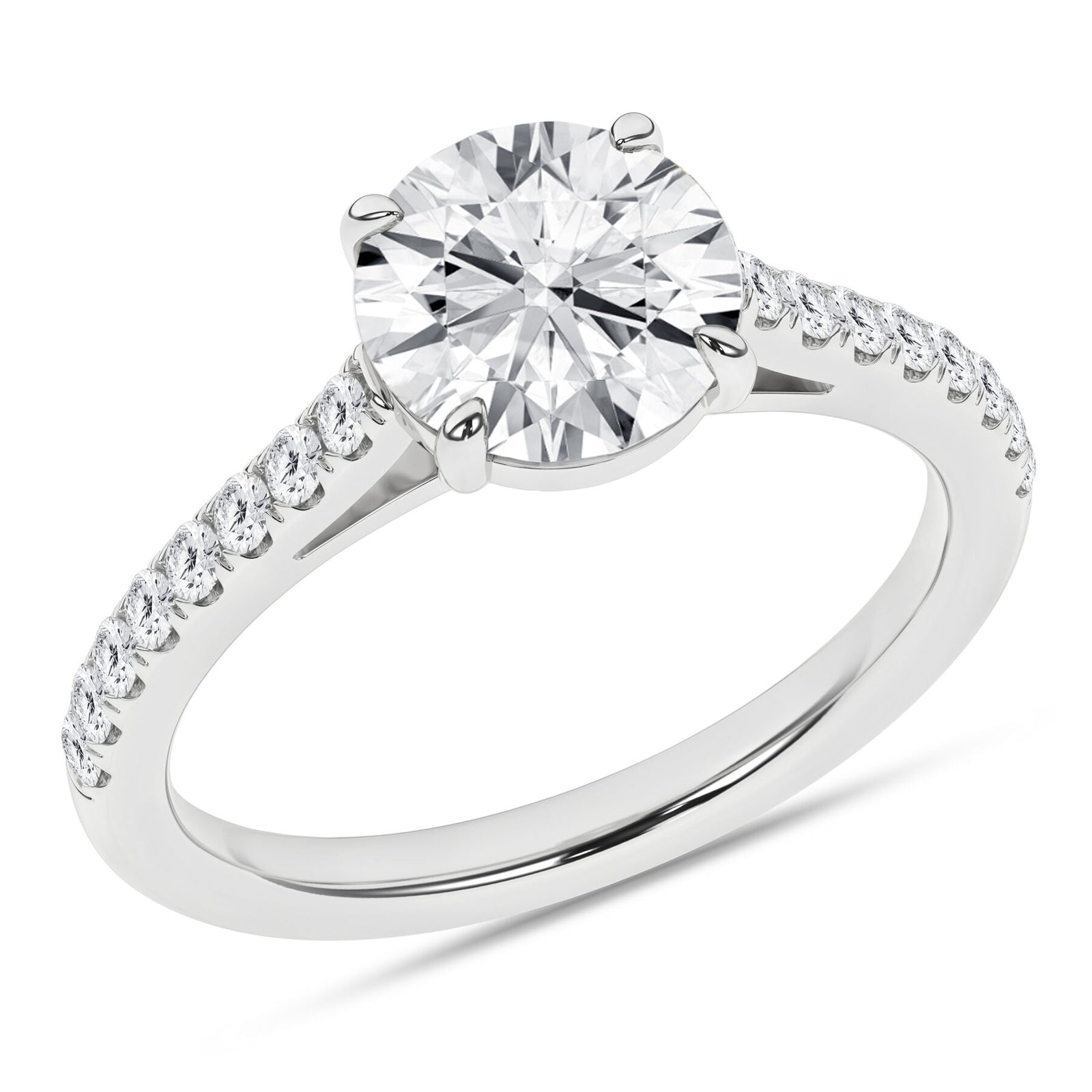 14K White Gold 2.25 Carat Round Brilliant Cut Lab Grown Diamond Engagement Ring