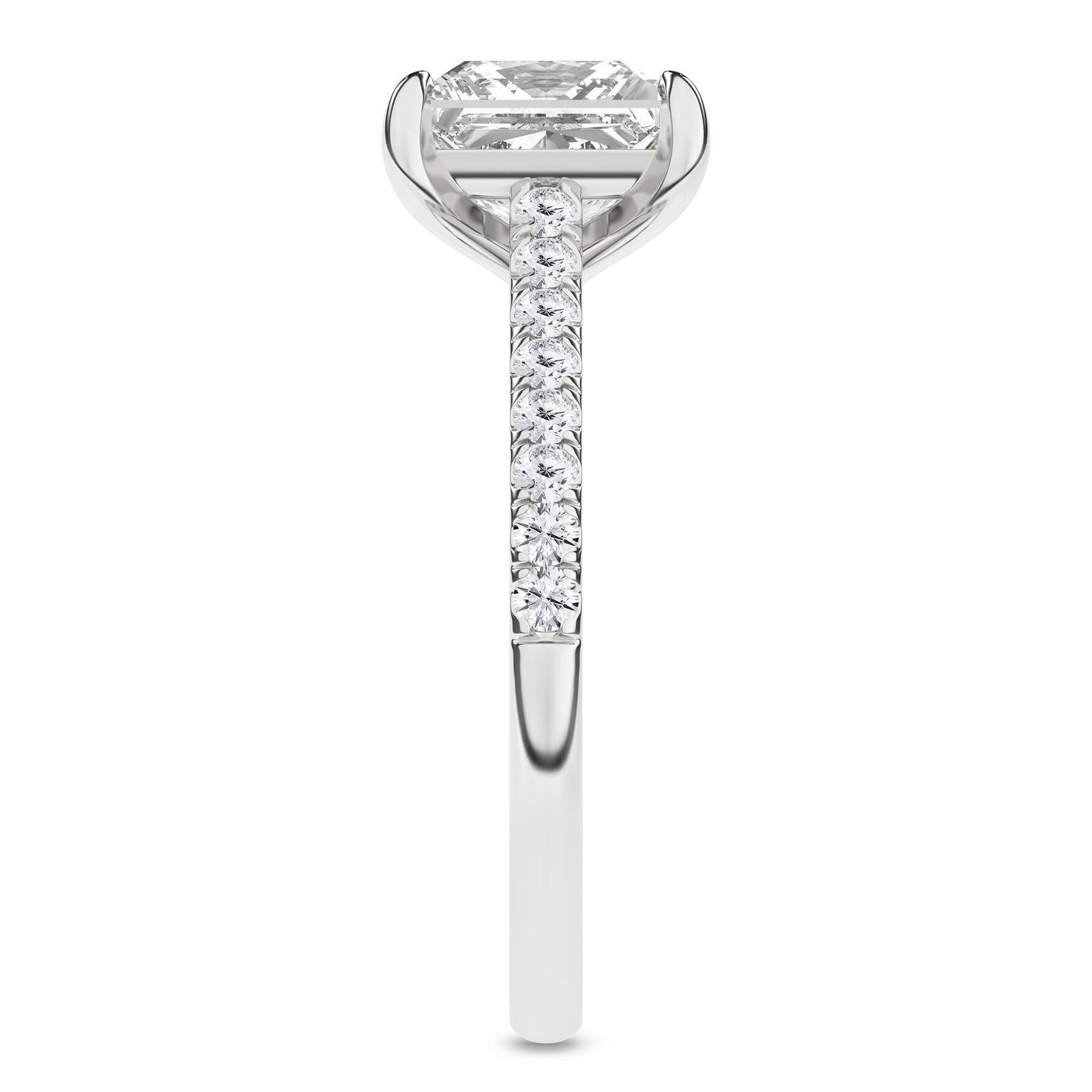 14K White Gold 2.25 Carat Princess Brilliant Cut Lab Grown Diamond Engagement Ring