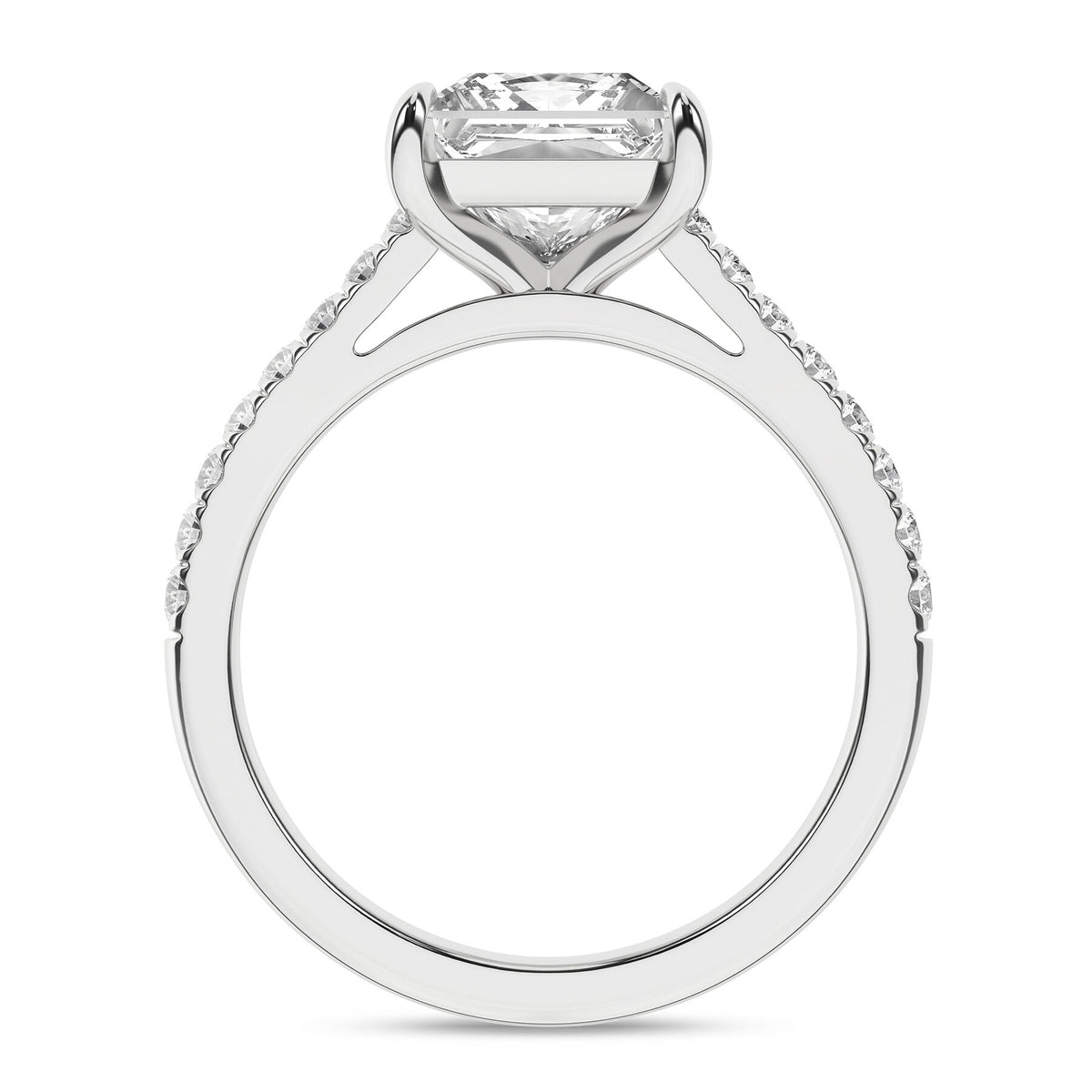 14K White Gold 2.25 Carat Princess Brilliant Cut Lab Grown Diamond Engagement Ring