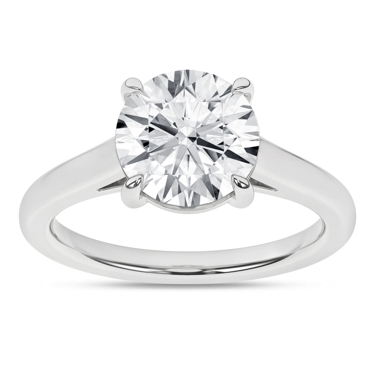 14K White Gold 3.00 Carat Round Brilliant Cut Lab Grown Diamond Solitaire Engagement Ring