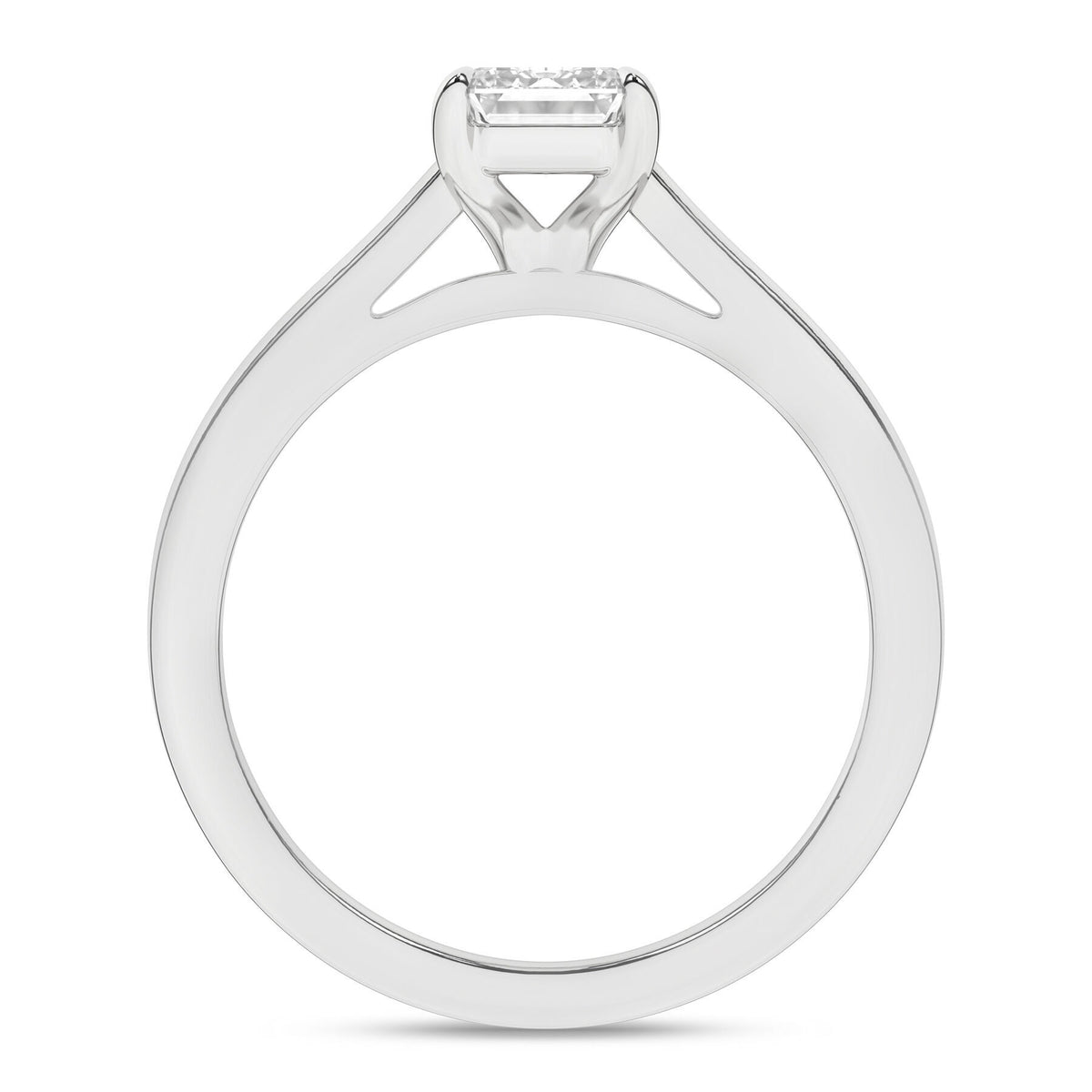 14K White Gold 1.00 Carat Emerald Cut Lab Grown Diamond Solitaire Engagement Ring