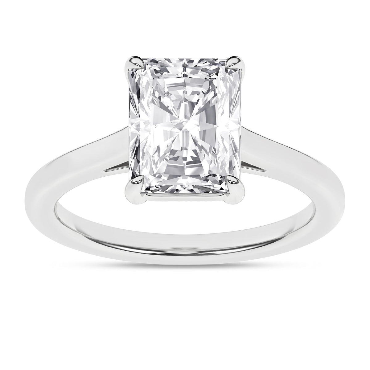 14K White Gold 3.00 Carat Radiant Cut Lab Grown Diamond Solitaire Engagement Ring