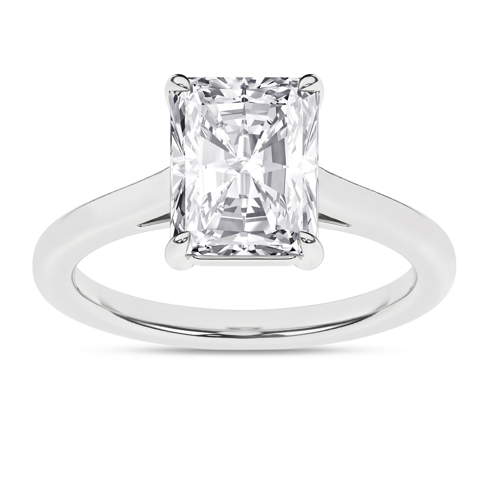 14K White Gold 3.00 Carat Radiant Cut Lab Grown Diamond Solitaire Engagement Ring