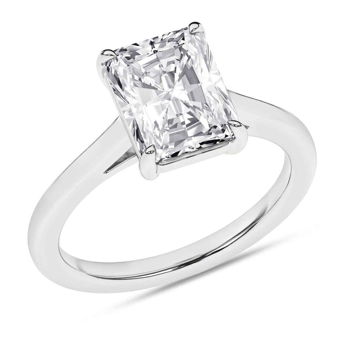 14K White Gold 3.00 Carat Radiant Cut Lab Grown Diamond Solitaire Engagement Ring