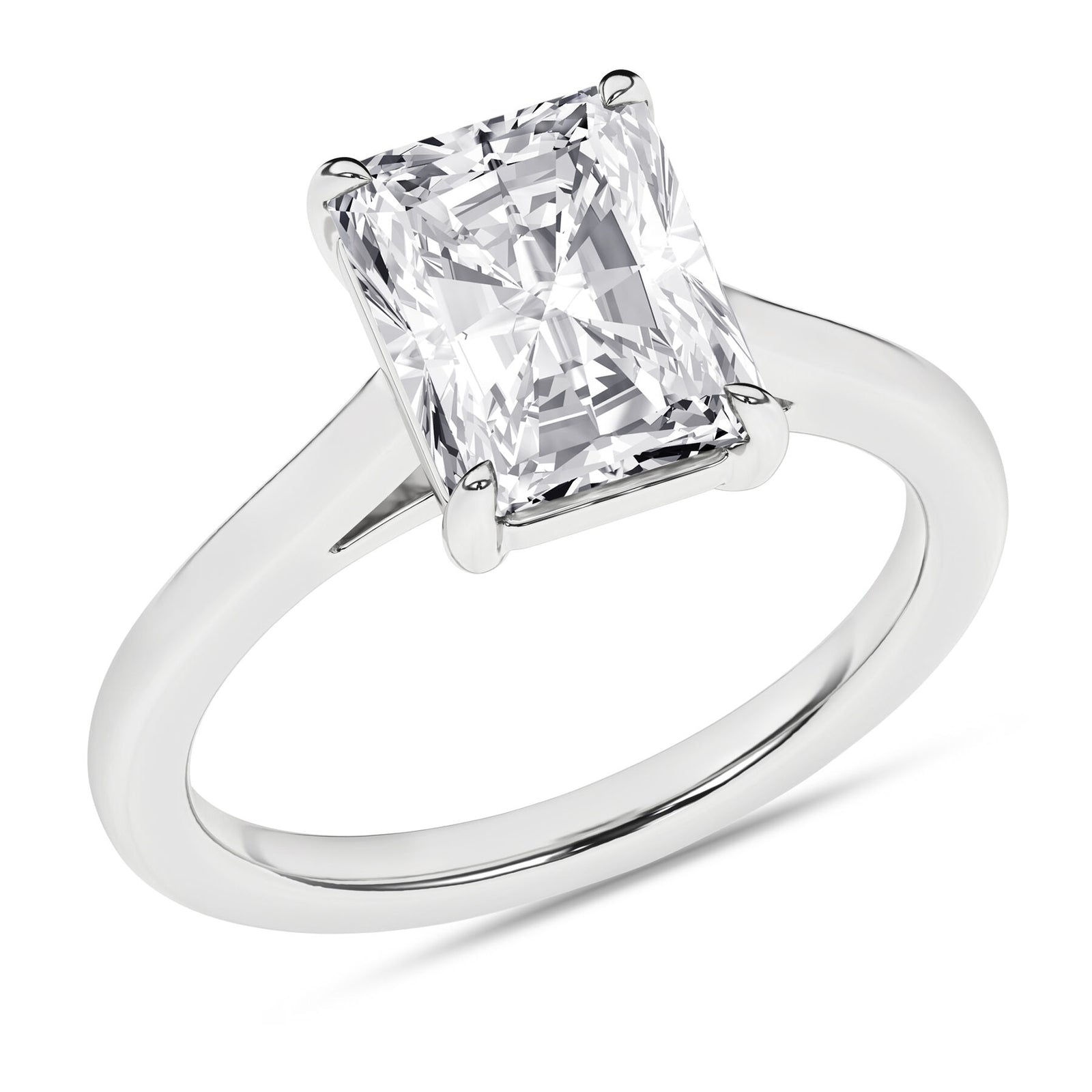 14K White Gold 3.00 Carat Radiant Cut Lab Grown Diamond Solitaire Engagement Ring